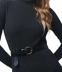 Splendid X Cella Jane Blog Ribbed Knit Turtle Neck Long Sleeve A-Line Maxi Dress
