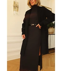 Splendid X Cella Jane Blog Ribbed Knit Turtle Neck Long Sleeve A-Line Maxi Dress