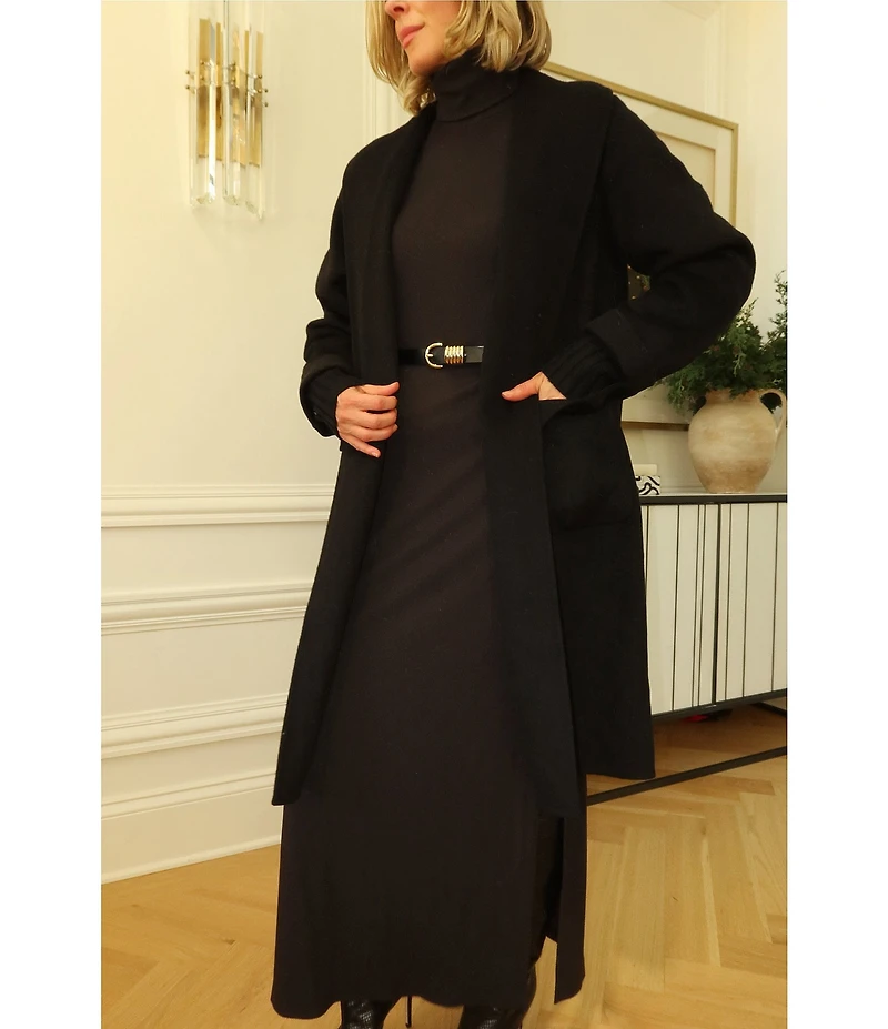 Splendid X Cella Jane Blog Ribbed Knit Turtle Neck Long Sleeve A-Line Maxi Dress