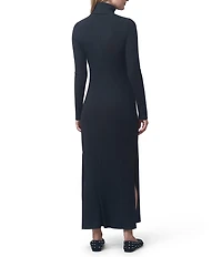 Splendid X Cella Jane Blog Ribbed Knit Turtle Neck Long Sleeve A-Line Maxi Dress