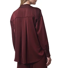 Splendid x Cella Jane Blog Satin Woven Collared Long Sleeve Button Down Shirt