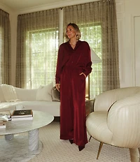 Splendid x Cella Jane Blog Satin Woven Collared Long Sleeve Button Down Shirt