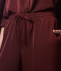 Splendid x Cella Jane Blog Satin Woven Mid Rise Lounge Full Length Pants