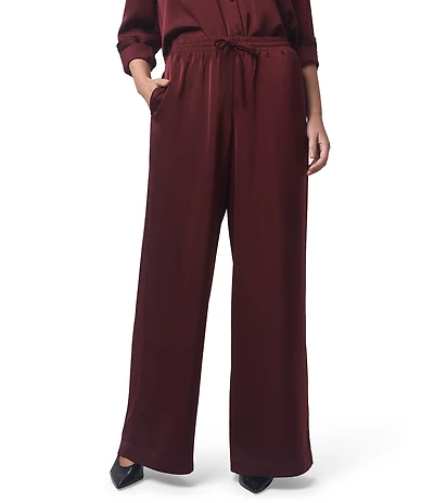 Splendid x Cella Jane Blog Satin Woven Mid Rise Lounge Full Length Pants