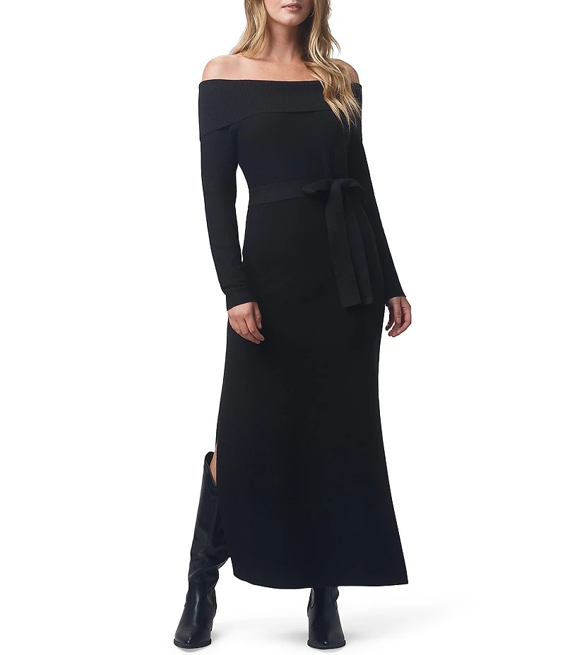 Splendid x Cella Jane Blog Sleek Off-The-Shoulder Long Sleeve A-Line Sweater Dress