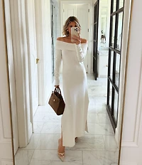 Splendid x Cella Jane Blog Sleek Off-The-Shoulder Long Sleeve A-Line Sweater Dress
