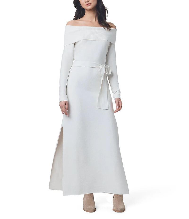 Splendid x Cella Jane Blog Sleek Off-The-Shoulder Long Sleeve A-Line Sweater Dress