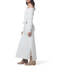 Splendid x Cella Jane Blog Sleek Off-The-Shoulder Long Sleeve A-Line Sweater Dress