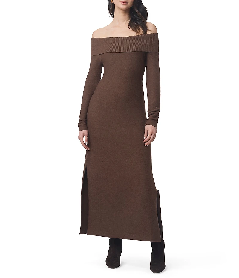 Splendid x Cella Jane Blog Sleek Off-The-Shoulder Long Sleeve A-Line Sweater Dress
