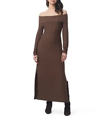 Splendid x Cella Jane Blog Sleek Off-The-Shoulder Long Sleeve A-Line Sweater Dress