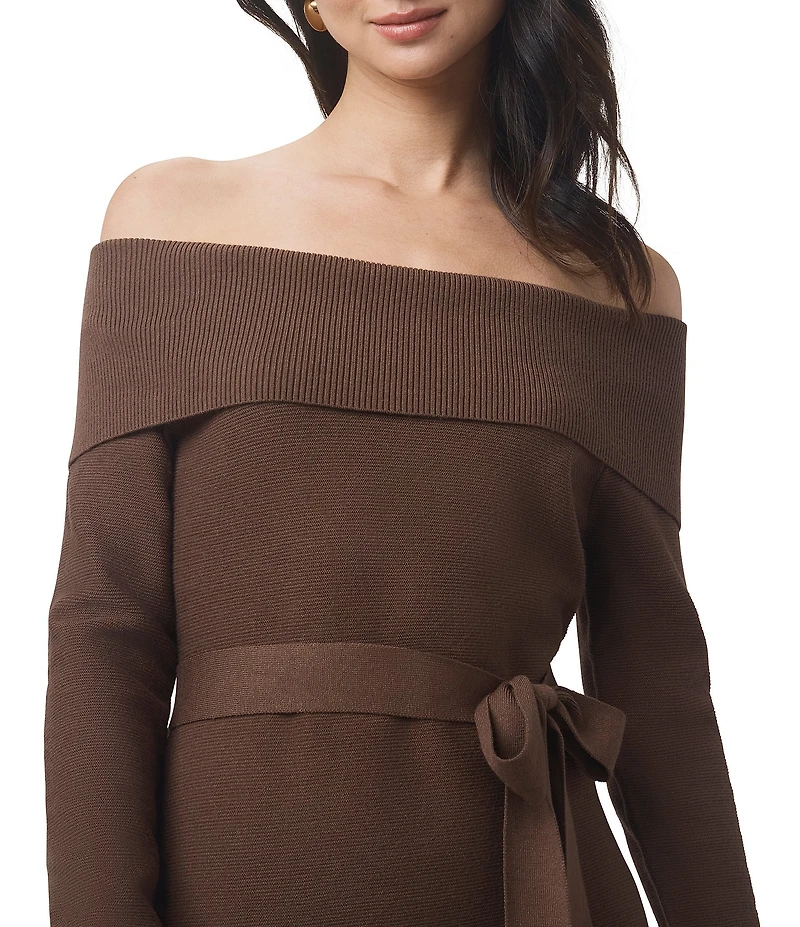 Splendid x Cella Jane Blog Sleek Off-The-Shoulder Long Sleeve A-Line Sweater Dress
