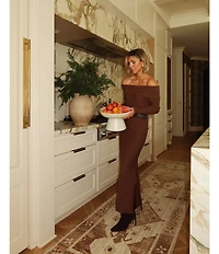 Splendid x Cella Jane Blog Sleek Off-The-Shoulder Long Sleeve A-Line Sweater Dress