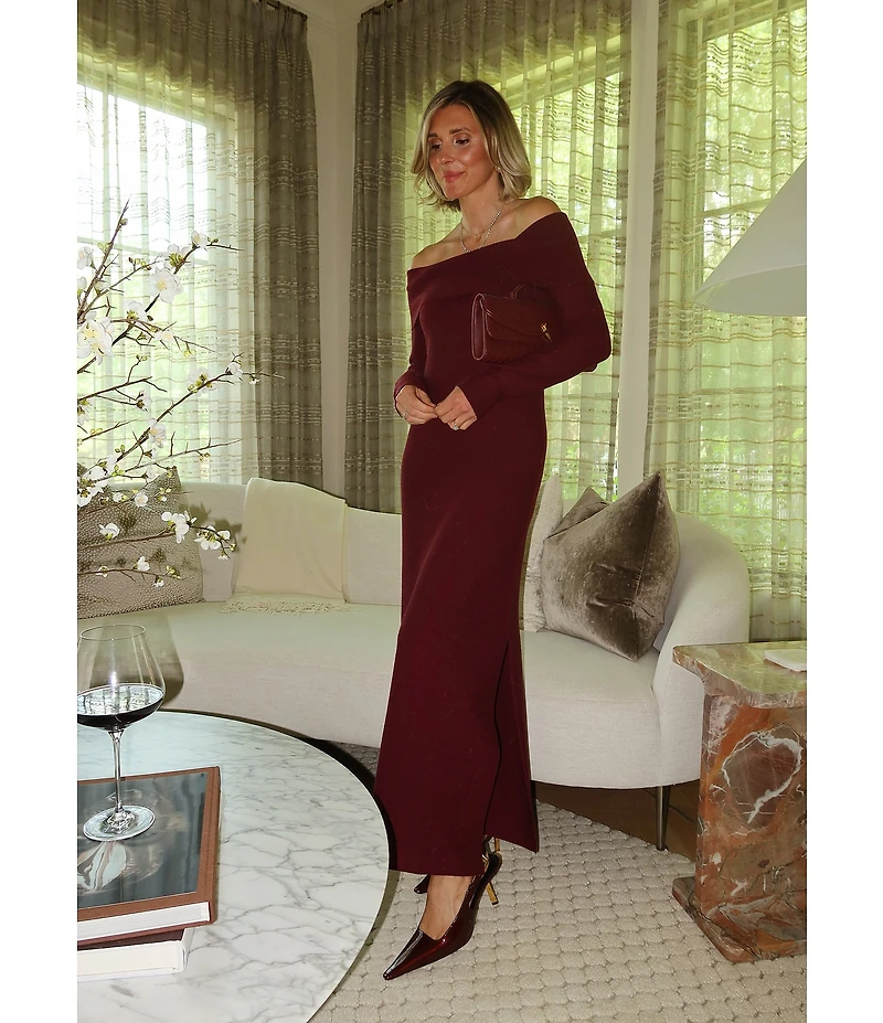 Splendid x Cella Jane Blog Sleek Off-The-Shoulder Long Sleeve A-Line Sweater Dress