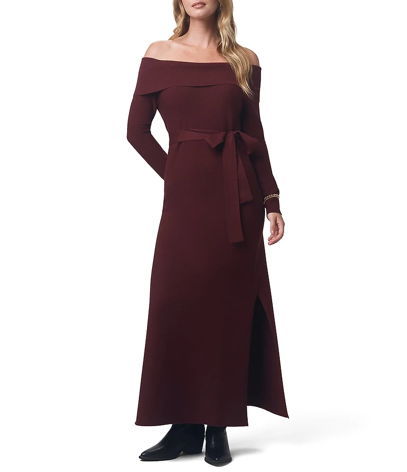 Splendid x Cella Jane Blog Sleek Off-The-Shoulder Long Sleeve A-Line Sweater Dress