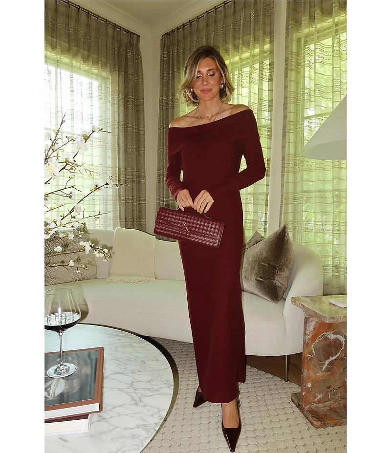 Splendid x Cella Jane Blog Sleek Off-The-Shoulder Long Sleeve A-Line Sweater Dress