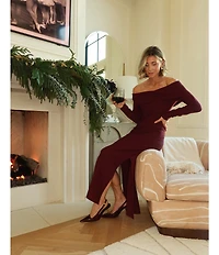 Splendid x Cella Jane Blog Sleek Off-The-Shoulder Long Sleeve A-Line Sweater Dress