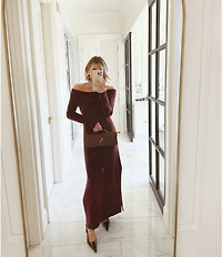 Splendid x Cella Jane Blog Sleek Off-The-Shoulder Long Sleeve A-Line Sweater Dress
