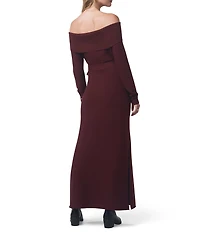 Splendid x Cella Jane Blog Sleek Off-The-Shoulder Long Sleeve A-Line Maxi Sweater Dress