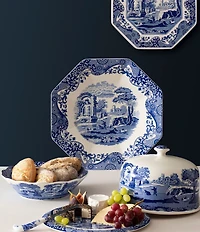 Spode Porcelain Blue Italian Chinoiserie 2-Piece Serving Platter with Dome