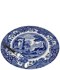 Spode Blue Italian Collection 2-Piece Cheese Plate With Knife