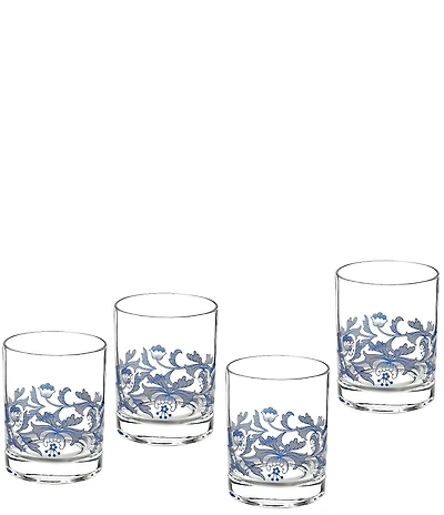 Spode Blue Italian Collection Double Old-Fashioned Glass, Set of 4