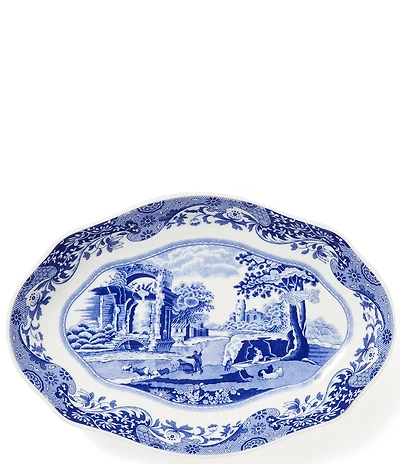 Spode Blue Italian Collection Oval Fluted Dish