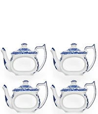 Spode Blue Italian Collection Teapot Napkin Rings, Set of 4