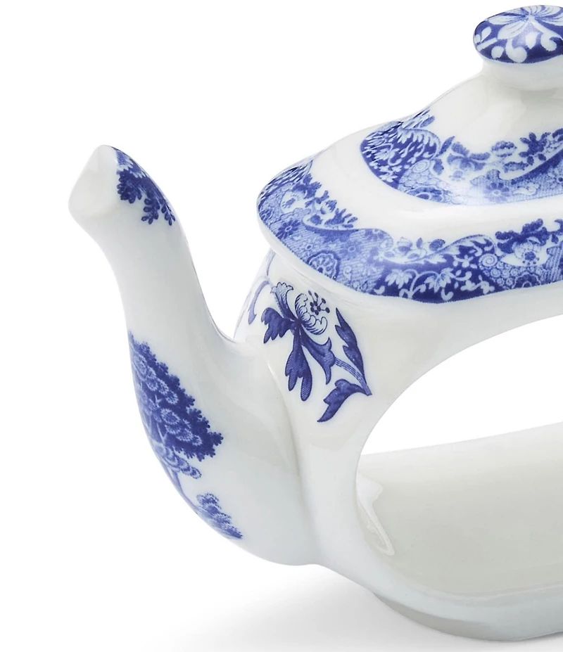 Spode Blue Italian Collection Teapot Napkin Rings, Set of 4
