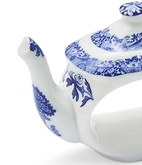 Spode Blue Italian Collection Teapot Napkin Rings, Set of 4