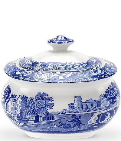 Spode Blue Italian Covered Sugar Bowl