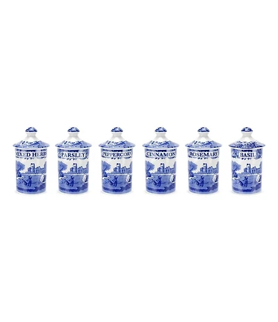 Spode 6-Piece Blue Italian Spice Jar Set
