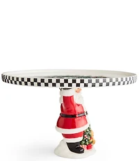 Spode Christmas Tree Checked Santa Figural Cake Plate