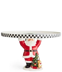 Spode Christmas Tree Checked Santa Figural Cake Plate