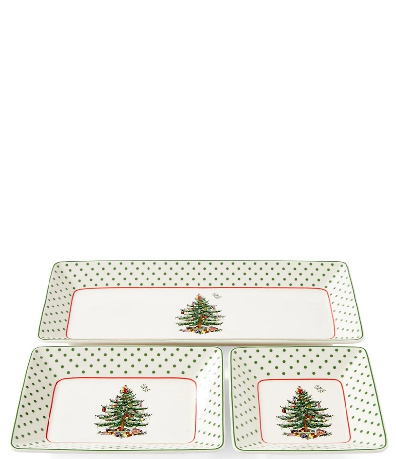 Spode Christmas Tree Collection Polka Dot Nesting Tray, Set of 3