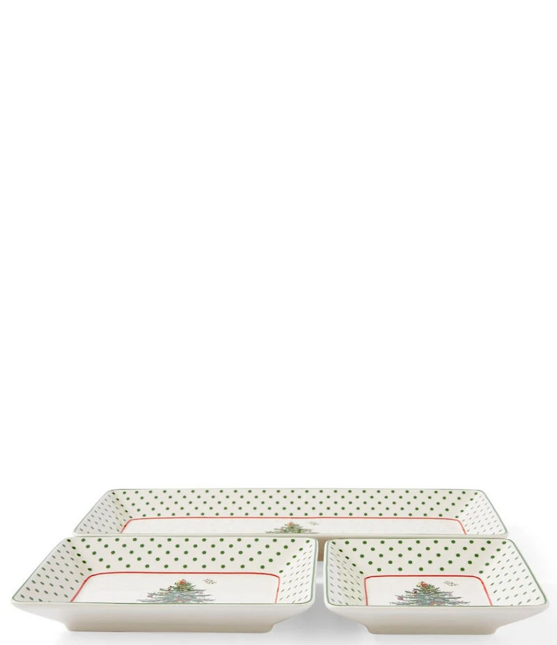 Spode Christmas Tree Collection Polka Dot Nesting Tray, Set of 3