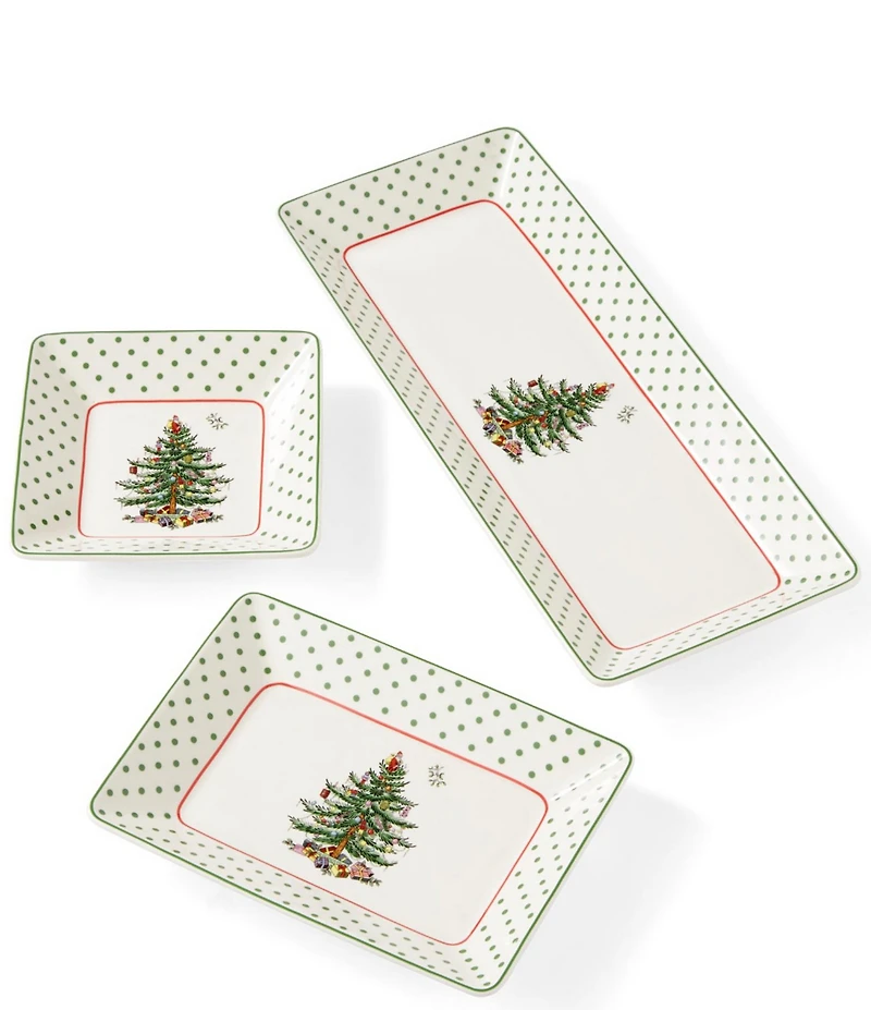 Spode Christmas Tree Collection Polka Dot Nesting Tray, Set of 3