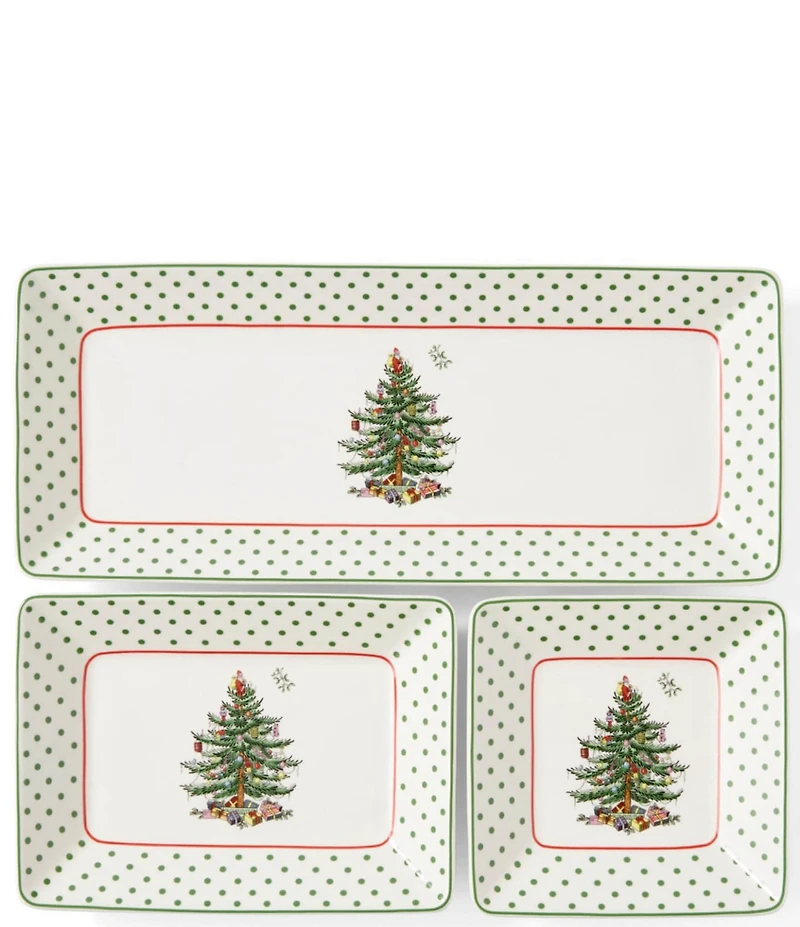 Spode Christmas Tree Collection Polka Dot Nesting Tray, Set of 3