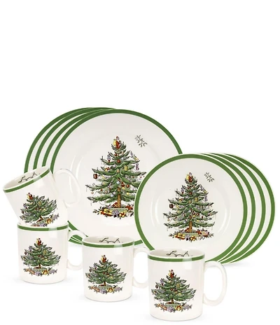 Spode Christmas Tree Dinnerware Set, Service for 4