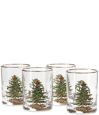 Spode Christmas Tree Double Old-Fashioned Glasses, Set of 4
