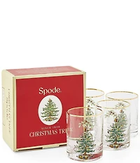 Spode Christmas Tree Double Old-Fashioned Glasses, Set of 4