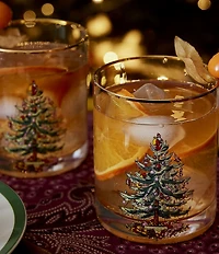 Spode Christmas Tree Double Old-Fashioned Glasses, Set of 4