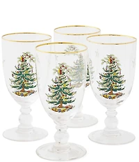 Spode Christmas Tree Pedestal Goblets, Set of 4