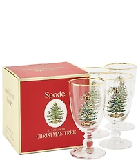 Spode Christmas Tree Pedestal Goblets, Set of 4