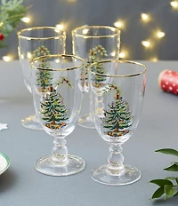 Spode Christmas Tree Pedestal Goblets, Set of 4