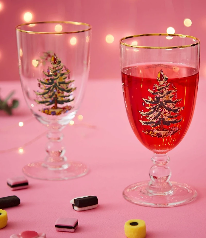 Spode Christmas Tree Pedestal Goblets, Set of 4