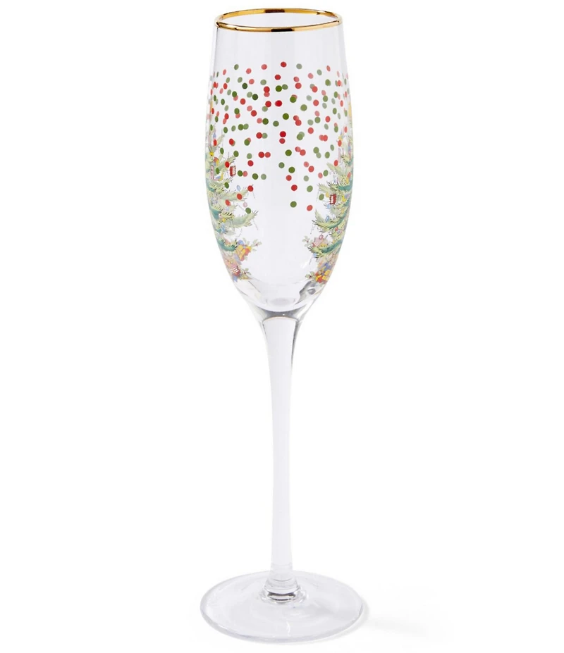Spode Christmas Tree Polka Dot Champagne Flutes, Set of 4