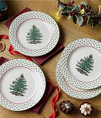 Spode Christmas Tree Polka Dot Dessert Plates, Set of 4