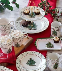 Spode Christmas Tree Polka Dot Dessert Plates, Set of 4
