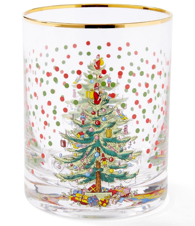 Spode Christmas Tree Polka Dot Double Old-fashion Glasses, Set of 4