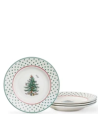 Spode Christmas Tree Polka Dot Tidbit Plates, Set of 4